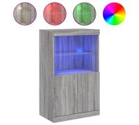 (grey sonoma) vidaXL Sideboard with LED Lights Cupboard Highboard Storage Buffet Cabinet