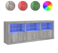(grey sonoma) vidaXL Sideboard with LED Lights Cupboard Highboard Storage Cabinet Black