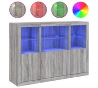 (grey sonoma) vidaXL Sideboards with LED Lights Cupboard 3 pcs Concrete Grey Engineered Wood
