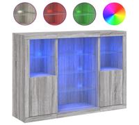 (grey sonoma) vidaXL Sideboards with LED Lights Cupboard Side Cabinet 3 pcs Engineered Wood