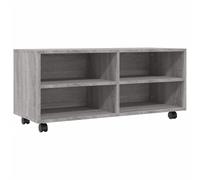 vidaXL TV Cabinet with Castors - 4 Open Compartments - 100x35x45 cm - Engineered Wood - Grey Sonoma