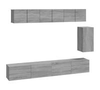 (Grey sonoma) vidaXL TV Cabinet Set 6 Piece Engineered Wood Media TV Console Multi Colours