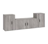 vidaXL 3 Piece TV Cabinet Set Grey Sonoma Engineered Wood, Grey