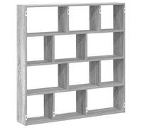 (grey sonoma) vidaXL Wall Cube Shelf Floating Storage Shelf 12 Compartments Engineered Wood
