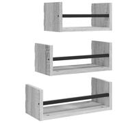 Wall Shelf Set Grey Sonoma 3-Tier Engineered Wood 40x16x14cm Modern Wall Rack XL