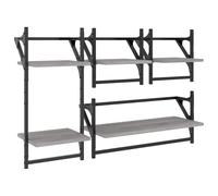 vidaXL 4 Piece Wall Shelf Set with Bars Grey Sonoma Engineered Wood