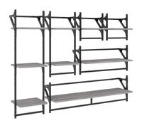 (grey sonoma) vidaXL Wall Shelf Set 6 Piece with Bars Wall Mounted Shelf Engineered Wood