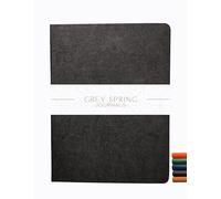 Grey Spring A4 Matte-Black Lined Vegan Leather Notebook, 200 Pages Premium Journal, 120 GSM Paper, 28.1 x 21.1 cm, Hardcover with Bookmark