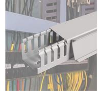 Grey Square PVC Cable Trunking With Open Slot, Raceway For Cable Wires Screw-fixed/Covers For Cables/Cable Tidy Kit