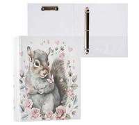 Grey Squirrel Flower 3 D-Ring Binder A4 1 Pack with 200 Sheet for Kids School Supplies Women Men Office