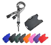 Grey Staff Lanyard with Double-Sided ID Card Holder with Dual Orientation for Portrait or Landscape Staff Card (Pack of 10) from PCL Media ltd