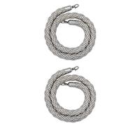 Grey Stanchion Rope - 3FT/90cm Flexible Safety Barrier Cords, 2 Pack, 1.3in Thick for Crowd Control Queue Lines, Ideal for Lobby Entrance and Events