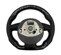 Grey Stitching Half Perforated Leather Carbon Fiber Steering Wheel Compatible For Audi A4 B8 With Black Key Frame Assembly(Style 4)