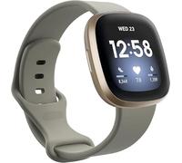 Grey Straps Compatible With Fitbit Sense/Versa 3 - Soft Silicone Replacement Watch Bands for Women Men UK, Large Wrist Size