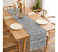 Grey Stripe Table Runner 13x90 inch Modern Abstract Art Geometric Grey Stripe Waves Cotton Linen Dining Table Runner Ideal for Dresser Kitchen Coffee Tables - Machine Washable