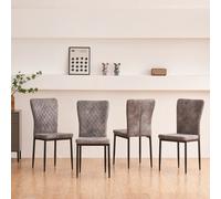 (Grey(Suede), 4 pcs) 4/6 Dining Chairs High Back Velvet/PU Office