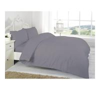 (Grey, Super-King) Plain Dyed Duvet Cover Set With Pillowcase
