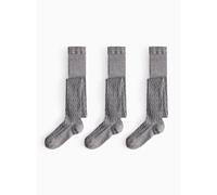 Grey Super-Soft Cable Knit Tights 3 Pack 11-12 years