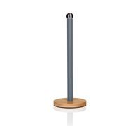 Swan SWKA17511GRYN Nordic Scandi Towel Pole/Kitchen Roll holder with Non-slip Wooden Base, Slate grey, Steel, Holds 1 Paper
