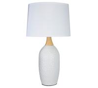 Grey Table Lamp, Fluted Ceramic Base With Glossy Finish, Cream Fabric Shade For Soft, Warm Lighting, Premier Housewares White One Size