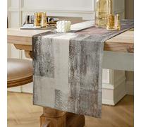 Grey Table Runner, Retro Oil Painting Pattern Table Runner Linen Winter Table Decorative Cloth for Kitchen, Coffee Table, Holiday Parties, Wedding, Events Dinner, Home Decor 40 cm x 140 cm