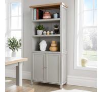 Grey Tall Display Bookcase 3 Shelf 2 Door Storage Cupboard 36mm Top