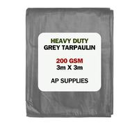 Grey Tarpaulin - 200gsm Thick - Waterproof, Weatherproof, Frost-Resistant, UV Protection, Universal, Multipurpose, Groundsheet, Camping, Boating, Hiking, Heavy Duty Sheet (3m x 3m)