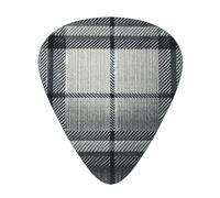 Grey-Tartan-Pattern 12 Pack Guitar Picks With 3 Thicknesses And Storage Box, Abs Plectrums For Electric Bass Guitar Players