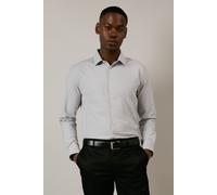 Grey Textured Stretch Slim Fit Long Sleeve Shirt Burton Grey 17.5 in