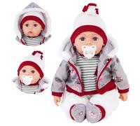 (Grey) The Magic Toy Shop 20" Lifelike Soft Baby Doll With Dummy & 12 Sounds