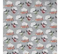 Grey Themed Zoom Design from Fabric Freedom - 100% Cotton British Designed Craft Fabric for Patchwork & Quilting, Lovely Coordinated Colours & Prints - (Price per/Quarter Metre) (Helicopter)