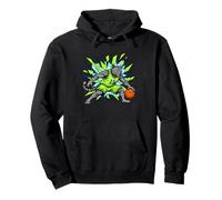 GREY TIGERED BASKETBALL CAT CRAZY CROSSOVER Pullover Hoodie