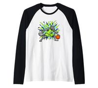 Grey TIGERED Basketball CAT Crazy Crossover Raglan Baseball Tee