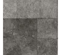 Grey Tile Effect Anti-Slip Vinyl Flooring For Livingroom, Kitchen, 2.7mm Thick Cushion Backed Vinyl Sheet-1M(3'3") X 3M(9'9")-3M²