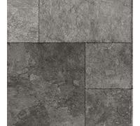 Grey Tile Effect Vinyl Flooring For Livingroom, Kitchen, 2.7mm Thick Cushion Backed Vinyl Sheet-1M(3'3") X 3M(9'9")-3M²