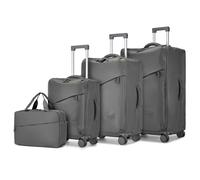 (Grey) Total 4PCS Lightweight Durable Soft Shell Suitcase Set And A Travel Bag