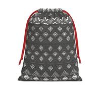 Grey Tribal Print Gift Drawstring Bag Reusable For Holiday Party Favors Birthday Presents Pouch