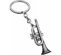 Grey Trumpet Brass Band Musical Instrument Keyring Keychain