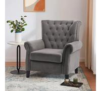 (Grey) Tufted Upholstered Wingback Armchair