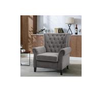 Grey Tufted Upholstered Wingback Armchair Living and Home Grey One Size
