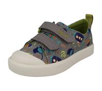(Grey, UK 4 Infant) Childrens Clarks Pattern Detailed Light Weight Canvas Shoes City Bright - F Fit