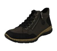 (Grey, UK 4) Ladies Rieker Casual Lace And Zip Fastening Ankle Boots N3244