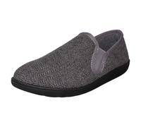 (Grey, UK 7) Mens Clarks Textile Slip On Twin Gusset Slippers King Ease - G Fit