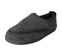 Clarks Mens King Riptape Slipper Dark Grey Felt Slip Ons,Slippers
