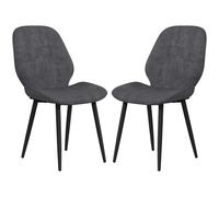Grey Upholstered Dining Chairs Set of 2 Modern Kitchen Seating Metal Legs