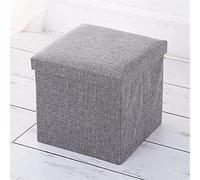 Grey Upholstered Footstool Ottoman - Foldable Storage Cube Small Footrest for Dorm & Hallway Stylish Home Decor Shoe Bench 30x30x30cm