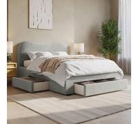 Grey Upholstered King Size Bed Frame with Storage Drawers Joanie