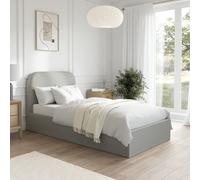 Grey Upholstered Single Ottoman Bed with Curved Headboard - Zara