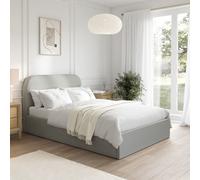 Grey Upholstered Small Double Ottoman Bed with Curved Headboard - Zara