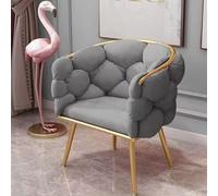 Grey Velvet Accent Chair with Gold Legs - Stylish and Comfortable Upholstered Lounge Chair for Bedroom Living Room Café or Vanity - Elegant Single Seat Furniture